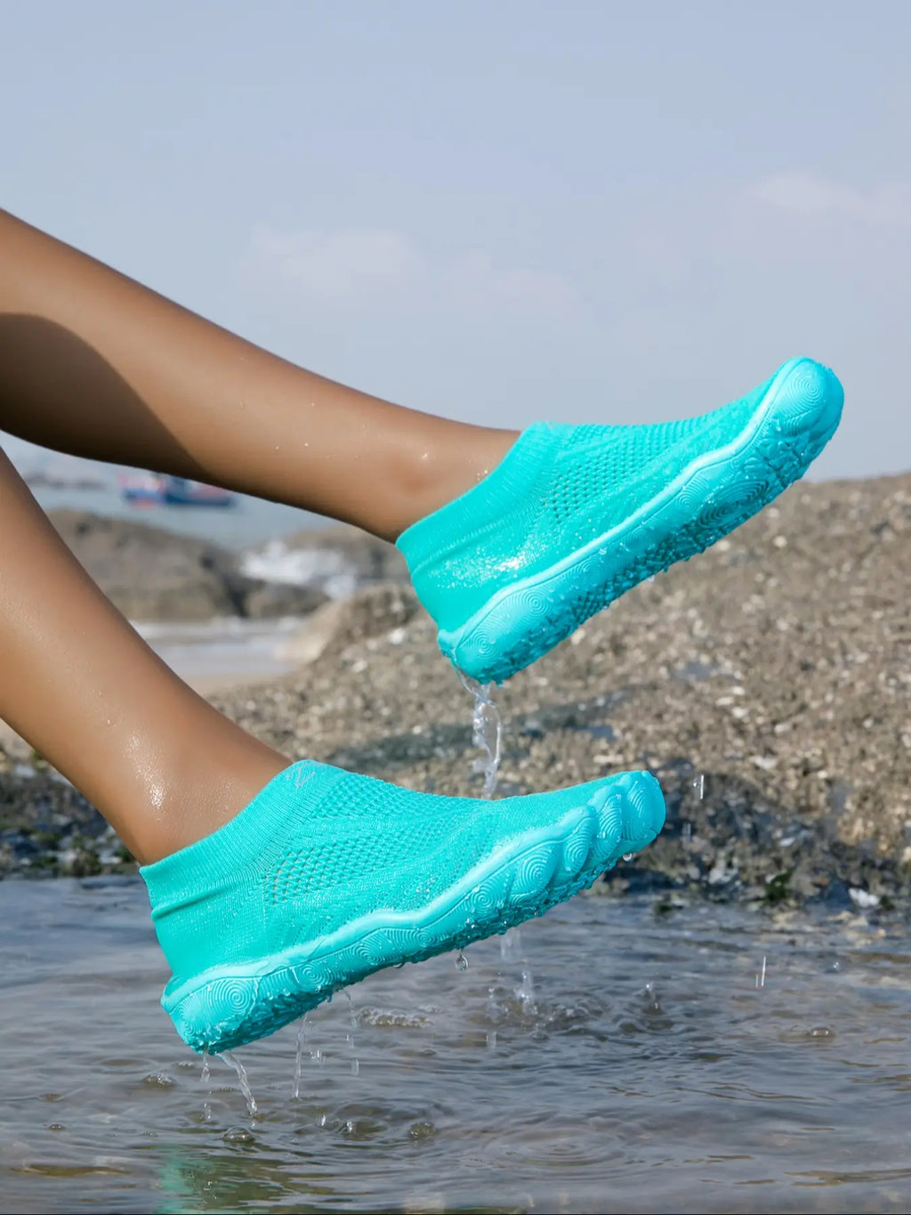 Women'S Swimming Shoes, Water Shoes, Yoga Shoes, Wide Head Design, Elastic Knit Fabric, Eva Sole, Soft Comfortable Lightweight, Water Aqua Shoes