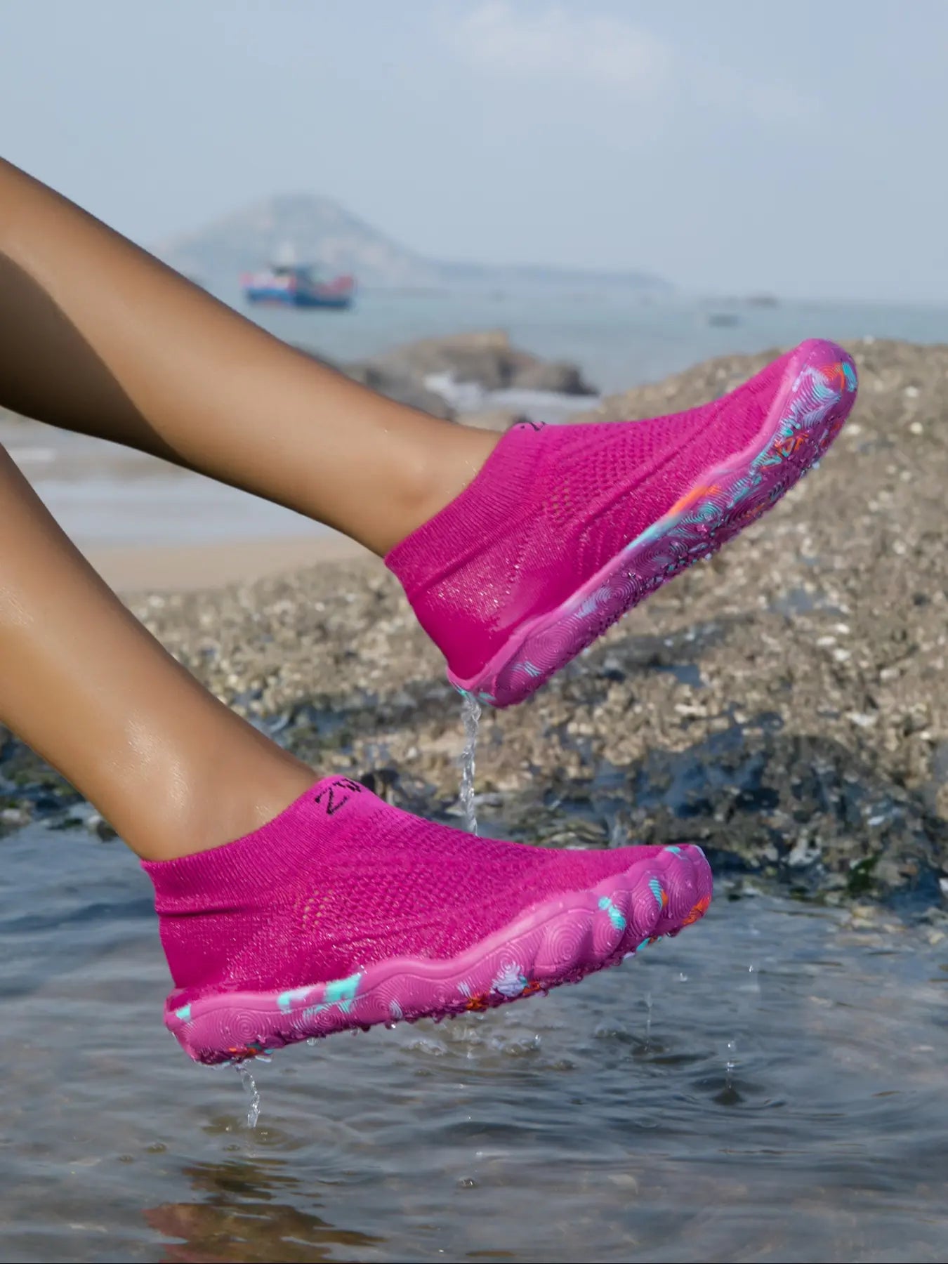 Women'S Swimming Shoes, Water Shoes, Yoga Shoes, Wide Head Design, Elastic Knit Fabric, Eva Sole, Soft Comfortable Lightweight, Water Aqua Shoes